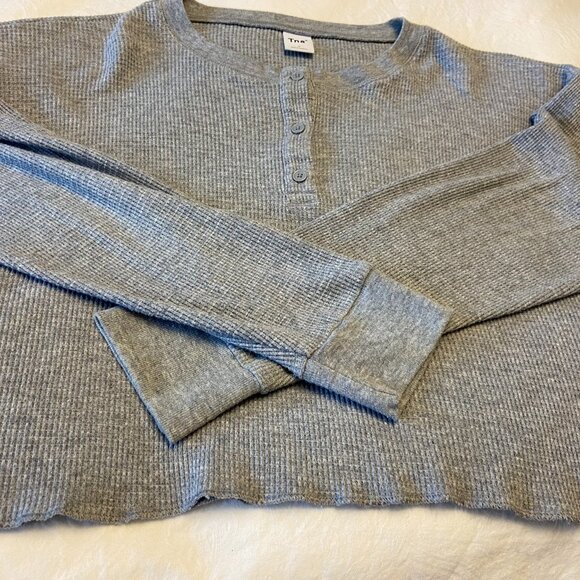 TNA  Waffle Longsleeve  waffle crewneck henley - Picture 2 of 6